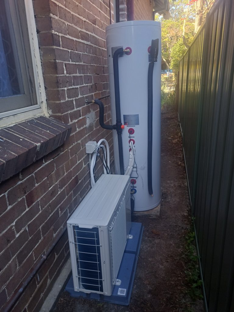 Heat pump hot water system - split unit, outside